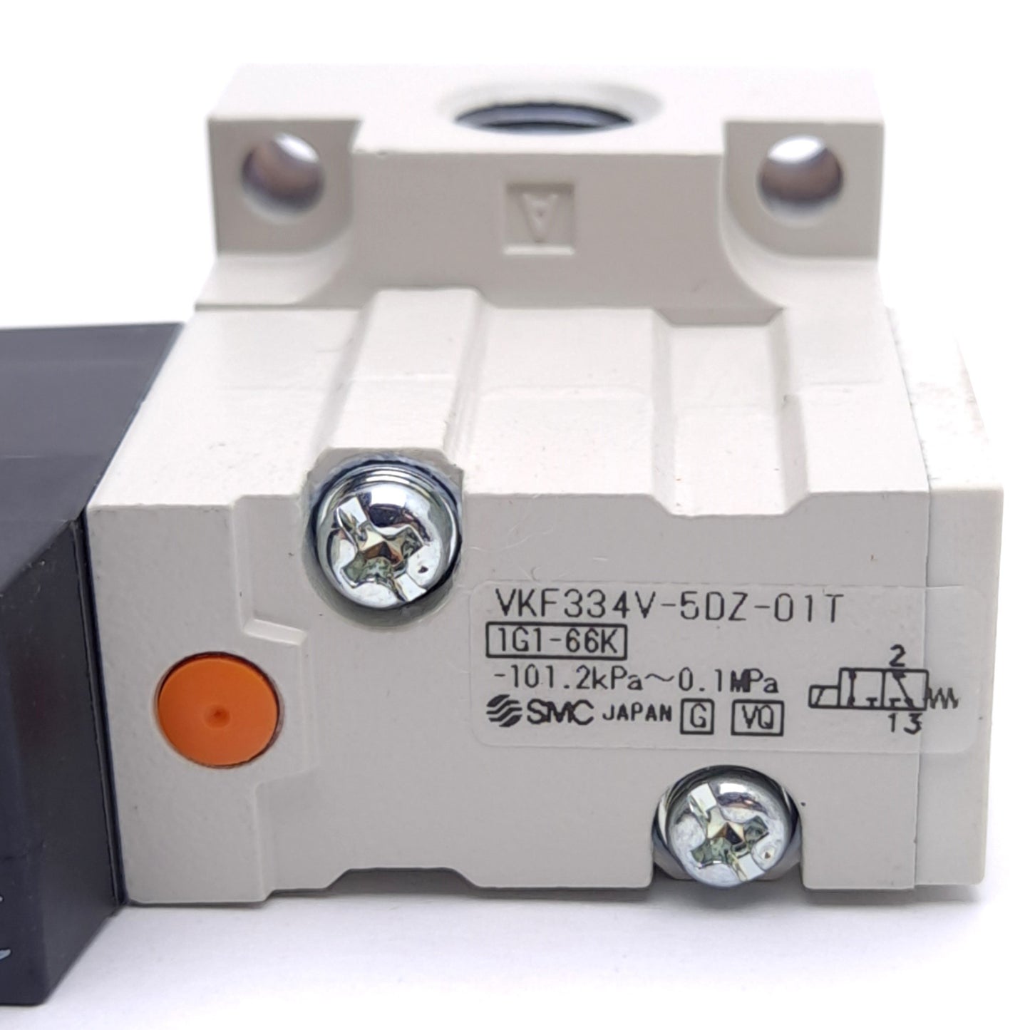 New – Open box SMC VKF334V-5DZ-01T Solenoid Valve, 3-Port, -101.2kPa to 0.1MPa, 1/8in NPTF
