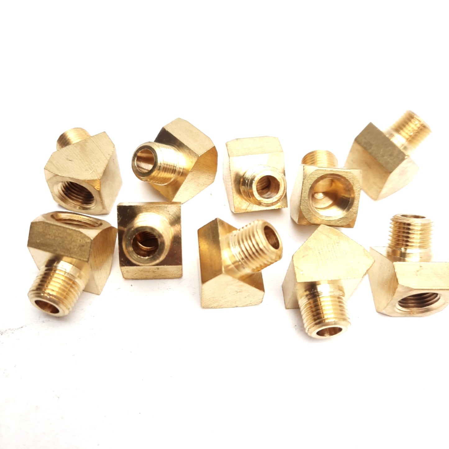 New – Open box Lot of 10 Polyconn PC124B-2 Elbow Street 45° Brass, 1/8in NPT Female to Male