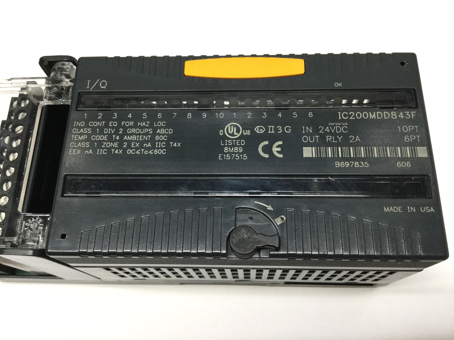 Used GE Fanuc IC200MDD843F VersaMax PLC Mixed I/O Module, 10x 24VDC In /6x Relay Out