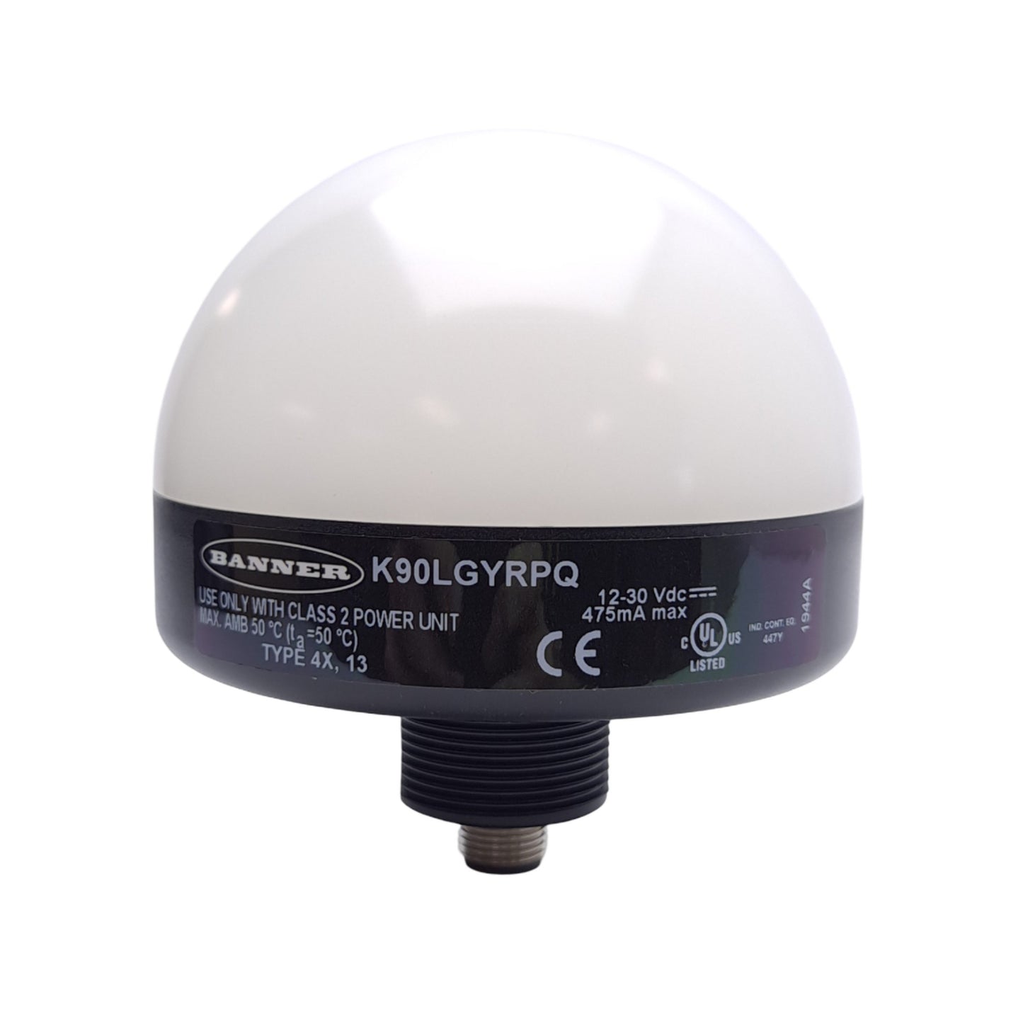 New Banner K90LGYRPQ 92822 Domed Indicator, Green/Yellow/Red LED, ø90mm, M30 x 1.5