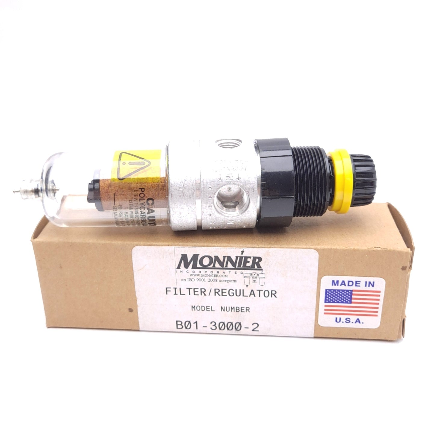 New Monnier B01-3000-2 Filter Regulator, 10-130psi, 1/4in NPT, 20µm Filtration