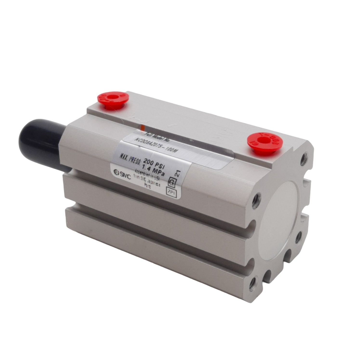 New SMC NCDQ8AZ075-100M Compact Cylinder ø3/4in Bore, 1in Stroke, 200PSI, #10-32 UNF