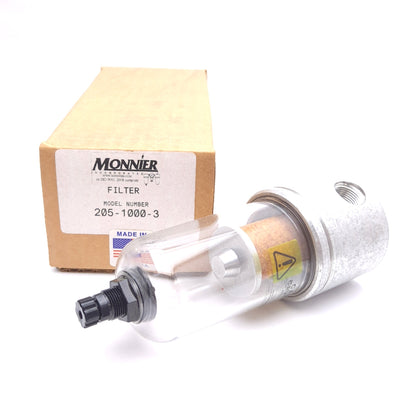 New Monnier 205-1000-3 Particulate Filter, 20µm Element, 3/8in NPT, 150psi Max