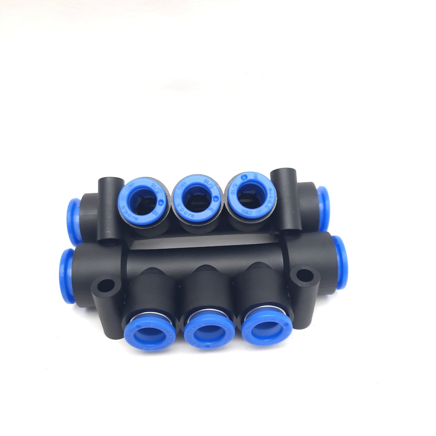 New – Open box Lot of 2 SMC KM13-08-10-3 Fitting Manifold, 8mm Tube OD, to 10mm Port