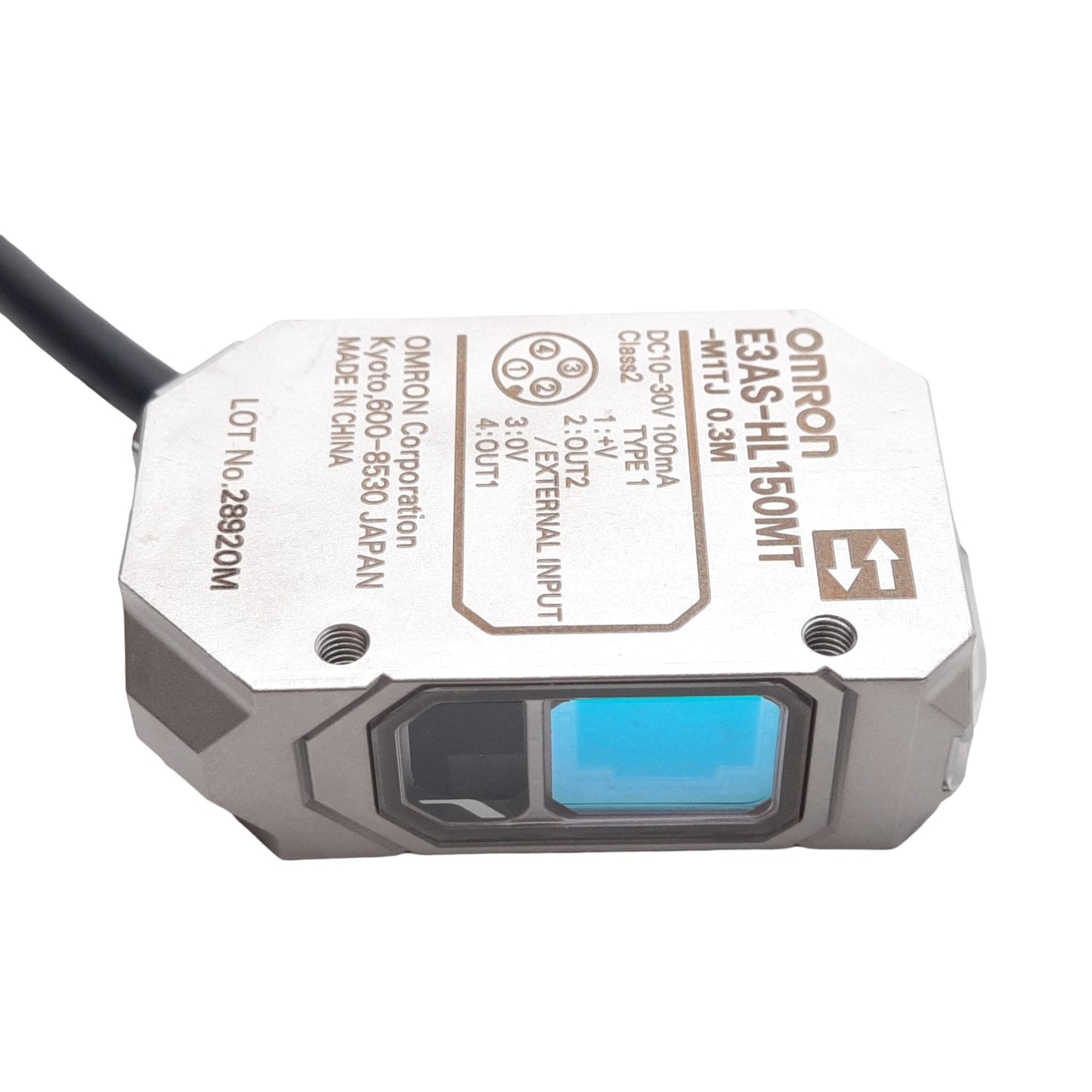 New Omron E3AS-HL150MT-M1TJ Photoelectric Sensor, 35-150mm, M12 4-Pin Male, 10-30VDC