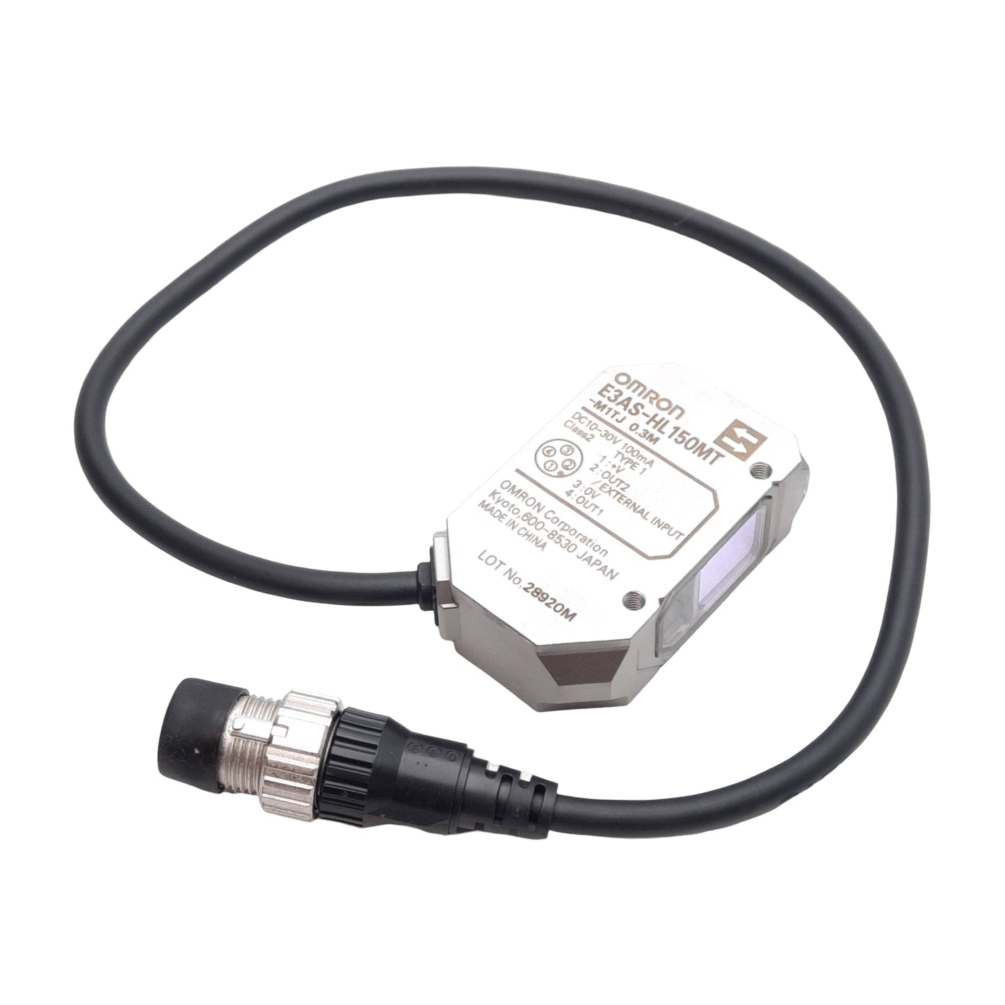 New Omron E3AS-HL150MT-M1TJ Photoelectric Sensor, 35-150mm, M12 4-Pin Male, 10-30VDC