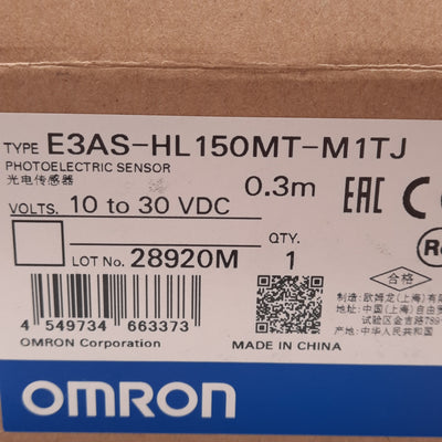New Omron E3AS-HL150MT-M1TJ Photoelectric Sensor, 35-150mm, M12 4-Pin Male, 10-30VDC