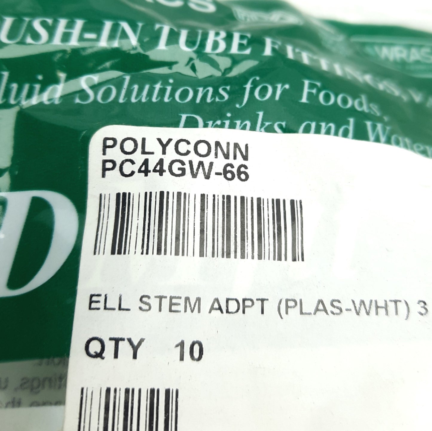 New Lot of 30 Polyconn PC44GW-66 Push To Connect Elbows, 3/8in Stem To 3/8in P2C