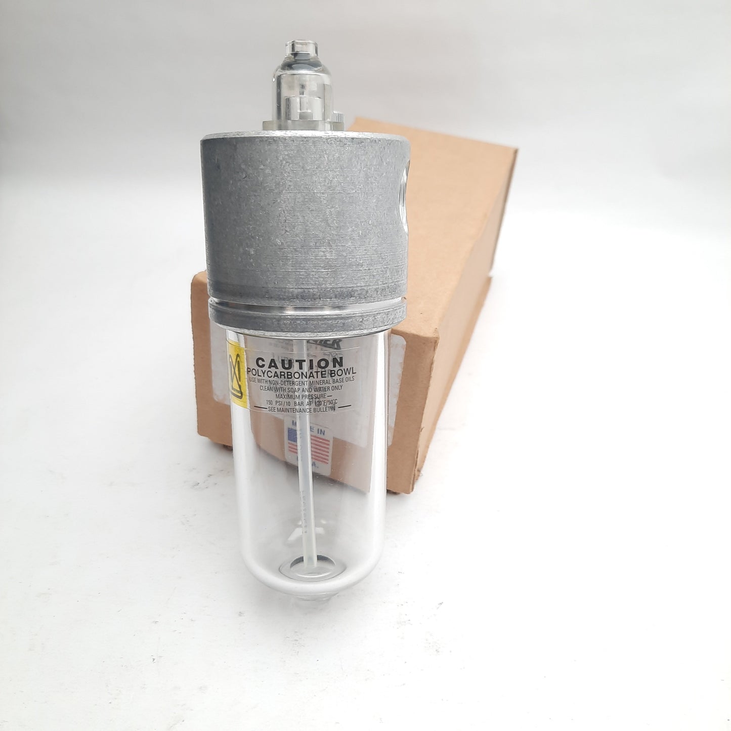 New Monnier 305-1000-4 Lubricator Polycarbonate Bowl, 1/2in NPT Port Size, 8 oz
