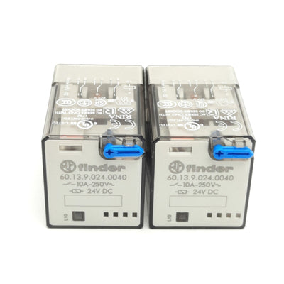 New – Open box Lot of 2 Finder 60.13.39.024.0040 Plug-In Relays, 10A 250VAC 3DPT, 24VDC Coil