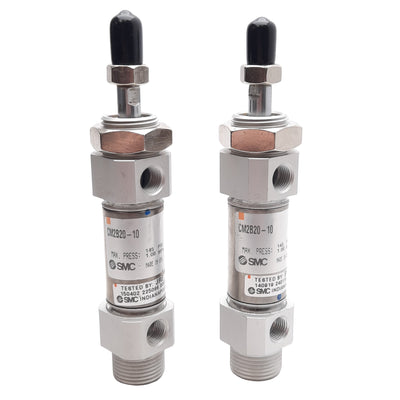 Used Lot of 2 SMC CM2B20-10 Pneumatic Cylinder ø20mm Bore, 10mm Stroke, 1.0MPa, Rc1/8