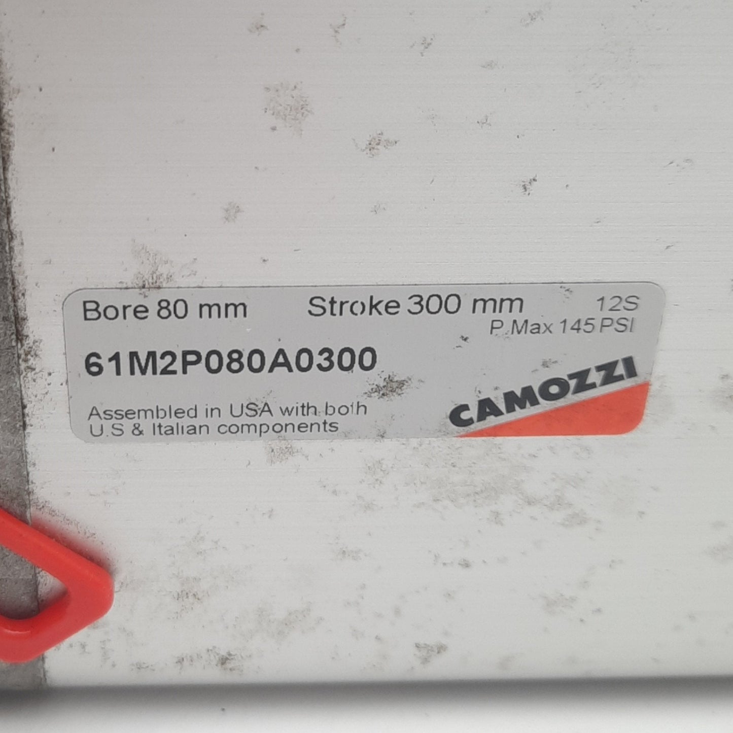Used Camozzi 61M2P080A0300 Cylinder,Double Acting, Series 61, 300mm Stroke, Bore 80mm