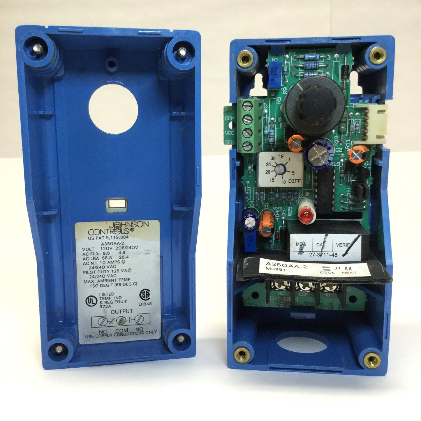 Used Johnson A350AA-2 Temperature Control ON/OFF Switch SPDT, 90°F to 250°F, 30° Diff