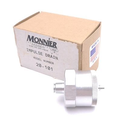 New Monnier 20-101 Impulse Drain, 1/8in NPT Inlet, ø3/16in Tube ID, Aluminum
