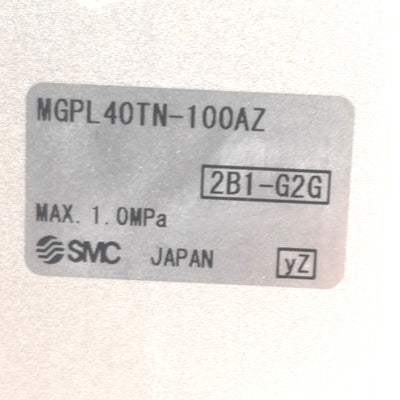 New SMC MGPL40TN-100AZ Guided Cylinder, Bore ø40mm, Stroke 100mm, 1.0MPa, 1/8in NPT