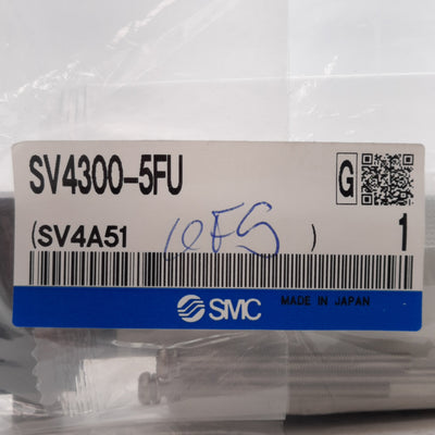 New SMC SV4300-5FU Solenoid Valve, 3-Position Closed Center, 0.2-0.7MPa, 24VDC Coil