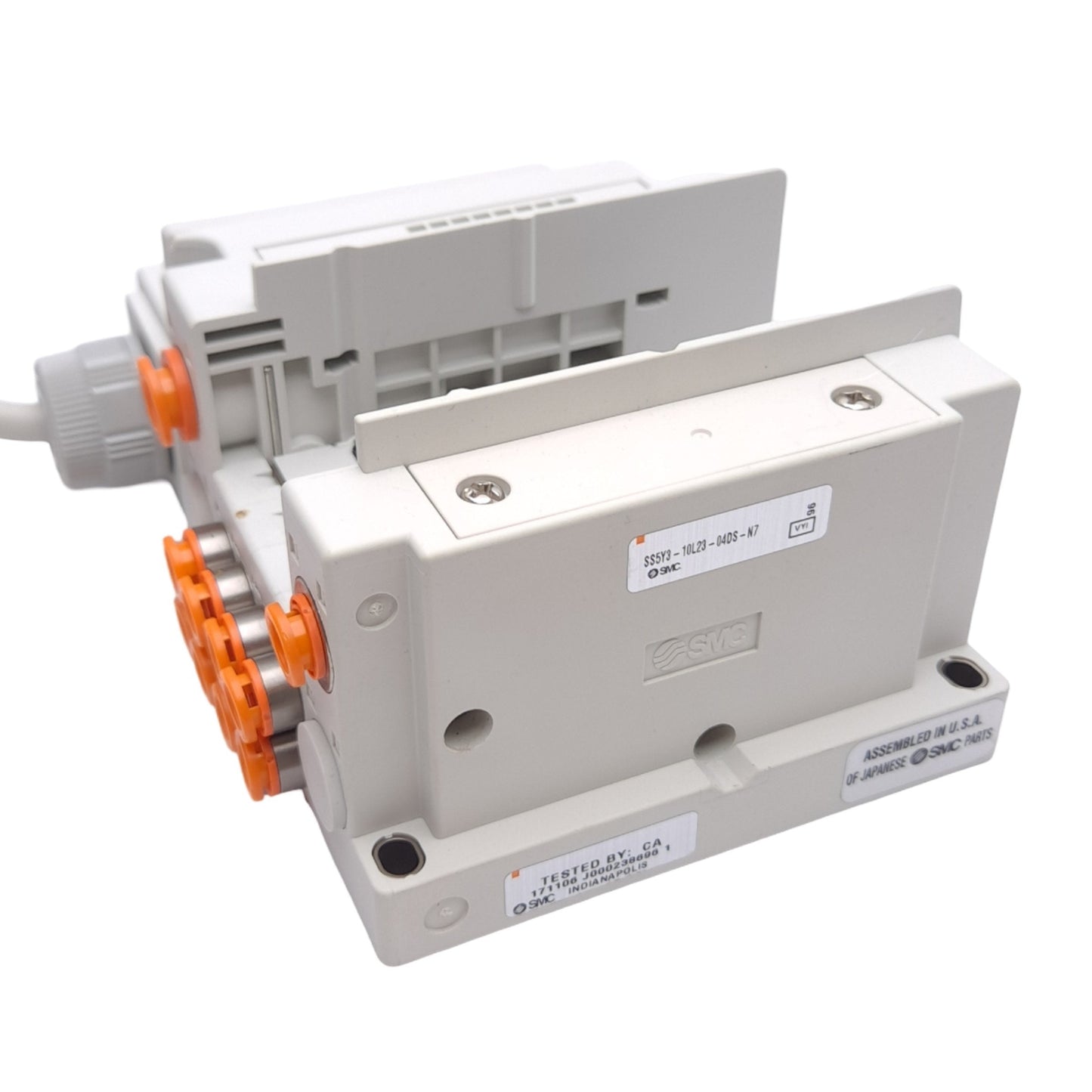 New – Open box SMC SS5Y3-10L23-04DS-N7 Manifold, 4-Station, ø1/4in One-Touch, Direct Mount