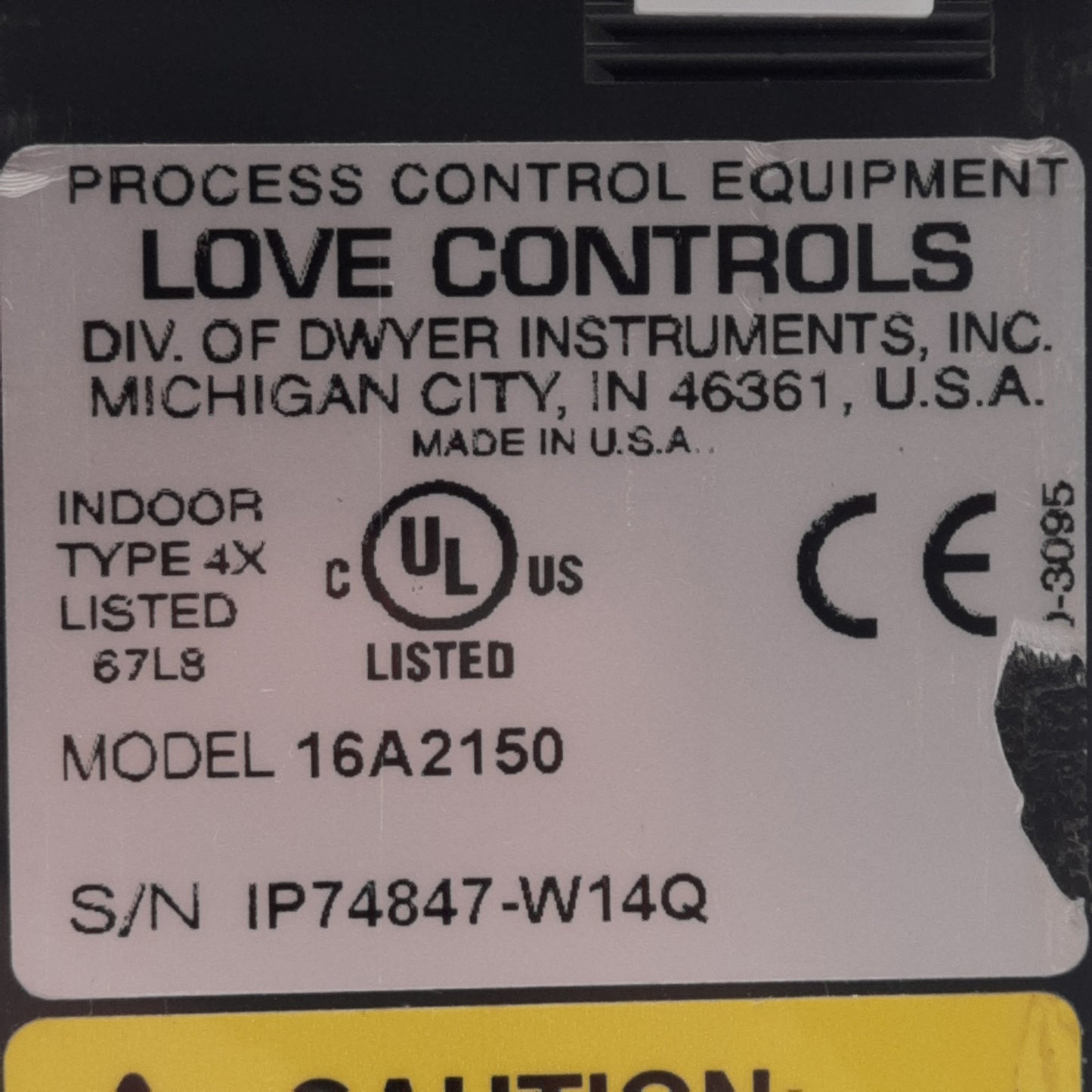 Used Love Controls 16A2150 Temperature/Process Controller, 100-240VAC/132-240VDC