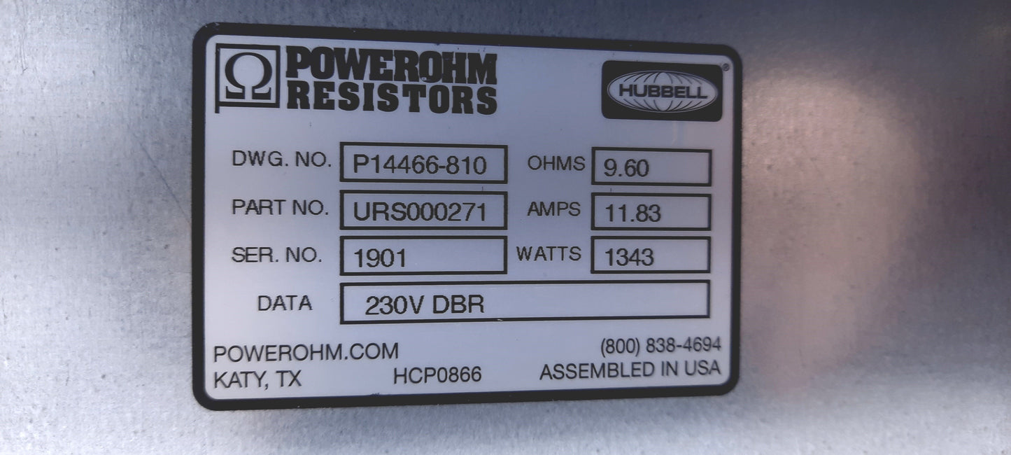 New Hubbell Powerhorn Resistors URS000271 Breaking Resistor 230V, 11.83A, 1343W