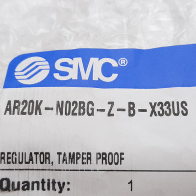 New SMC AR20K-N02BG-Z-B-X33US Tamper Proof Pneumatic Regulator, 7-125psi, 1/4in NPT