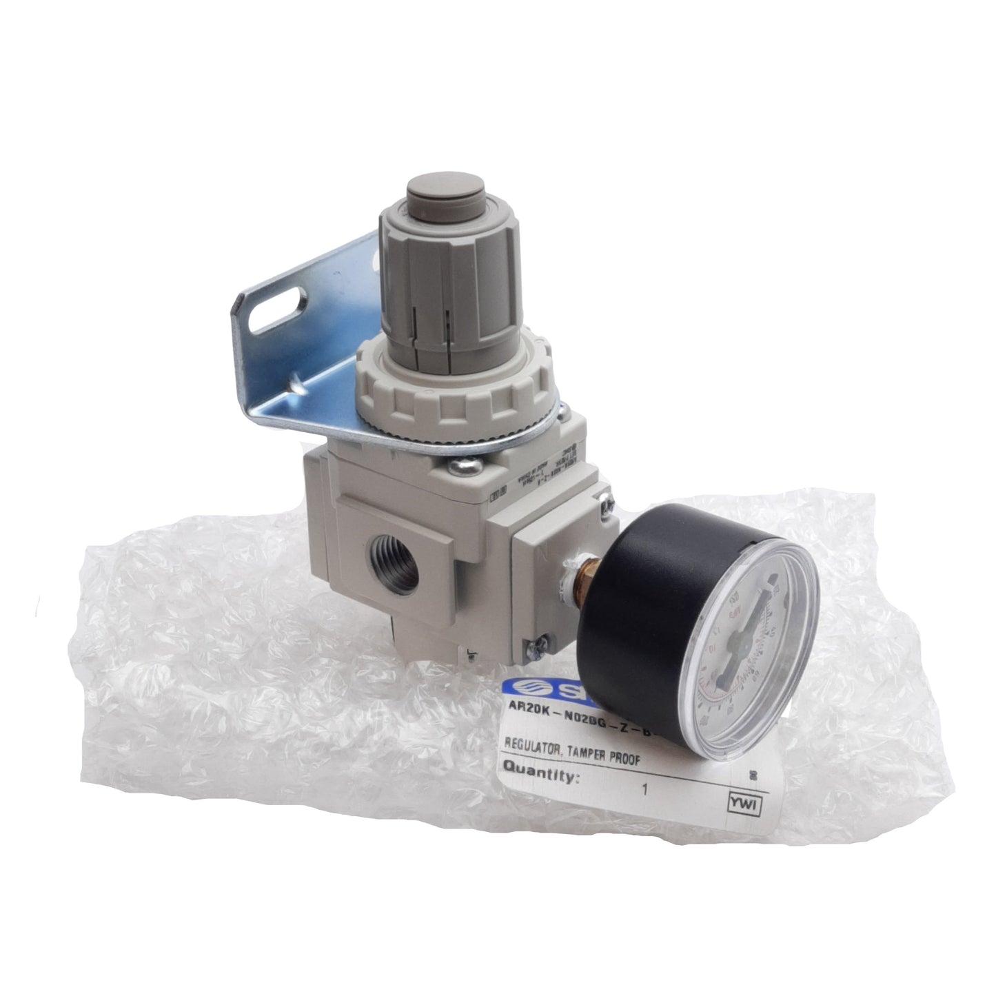 New SMC AR20K-N02BG-Z-B-X33US Tamper Proof Pneumatic Regulator, 7-125psi, 1/4in NPT