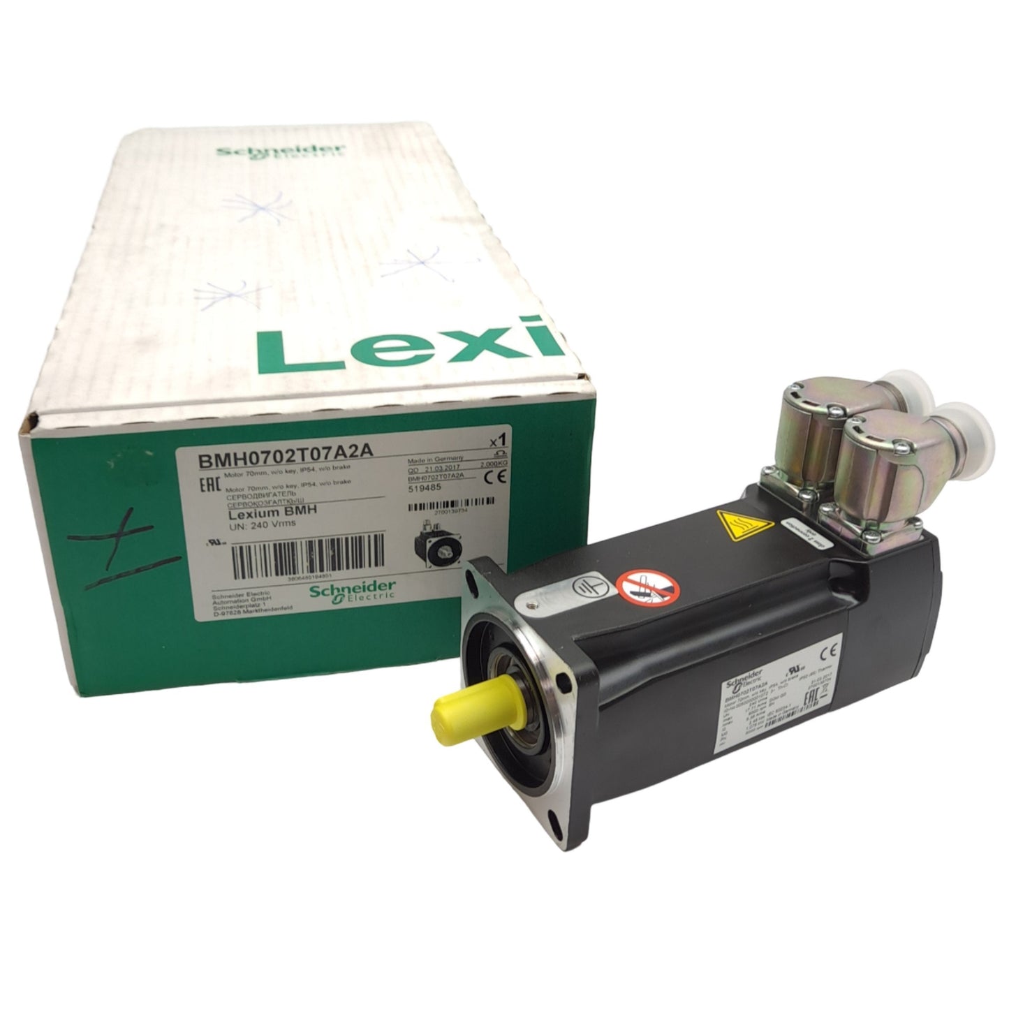 New Schneider Electric BMH0702T07A2A Servo Motor, 8000RPM, ø11mm Shaft, 240VAC 3Φ