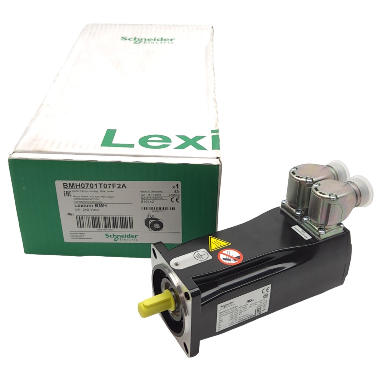 New Schneider Electric BMH0701T07F2A Servo Motor, 8000RPM, ø11mm Shaft, 240VAC 3Φ