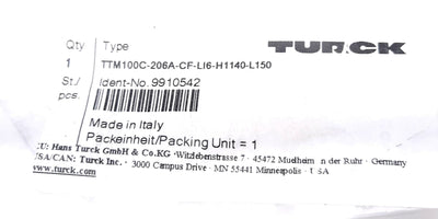New Turck TTM100C-206A-CF-LI6-H1140-L150 Temperature Sensor 5-32VDC 4-20mA 150mm