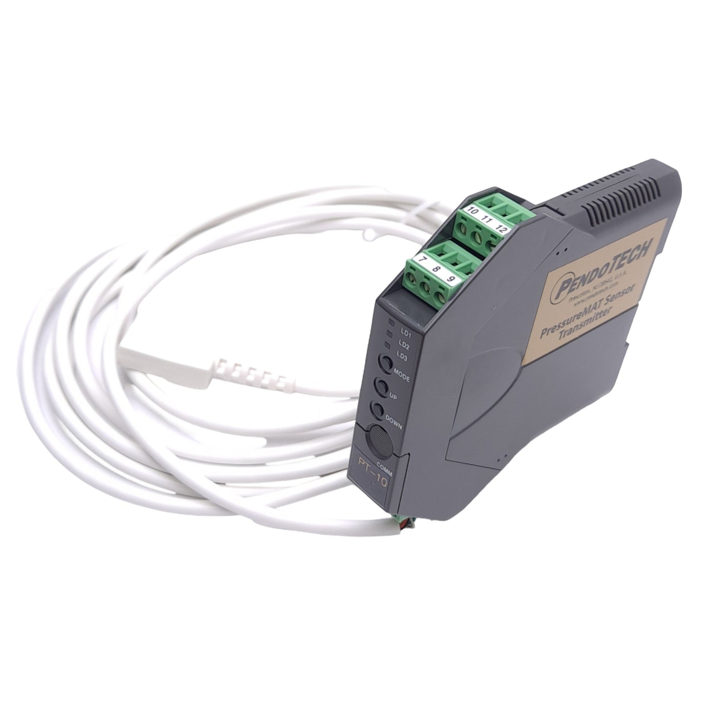 New – Open box Pendotech PT-10 Pressure Sensor Transmitter, 4-20mA Output, 0-10psi, DIN Rail