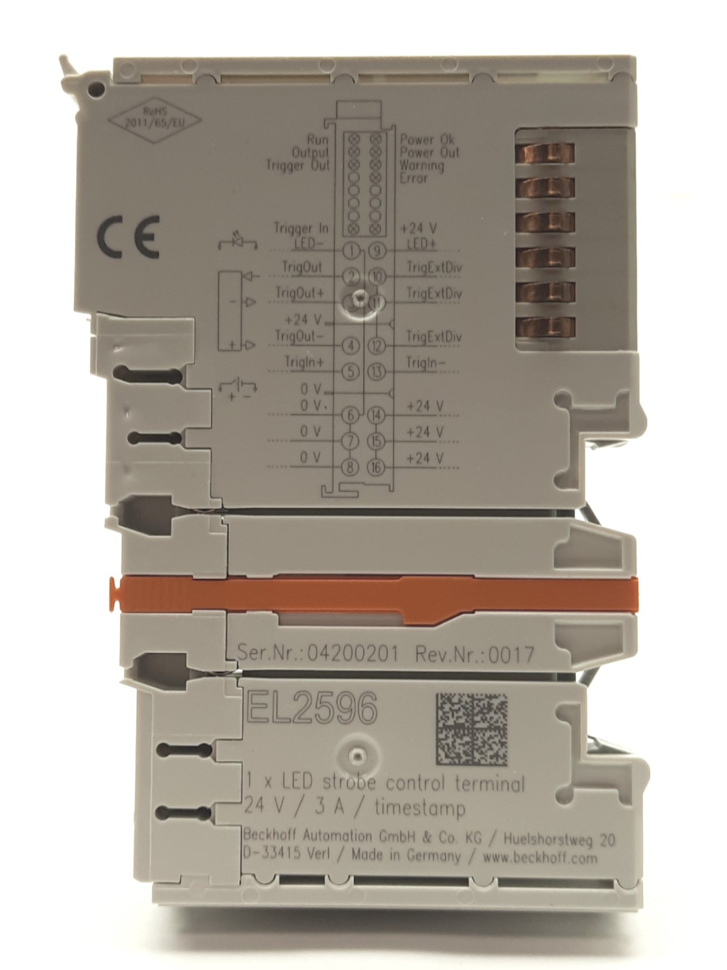 Used Beckhoff EL2596 LED Strobe Control, 1-Channel, 0-24VDC 0-3A