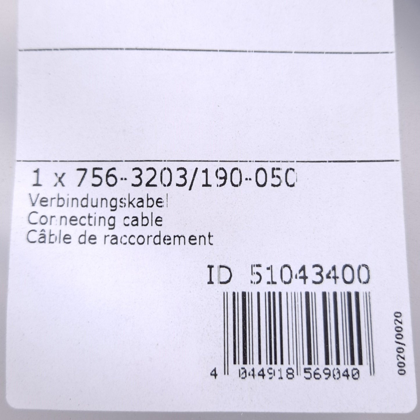 New Wago 756-3203/190-050 Cable, M23 19-Pin Female to Flying Leads, 5m Length