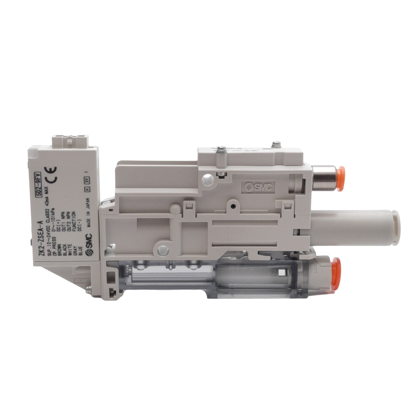 New SMC ZK2G12N0AY1-09 Vacuum Ejector, 0~-101kPa, NPN, 12-24VDC, ø5/16in One-Touch