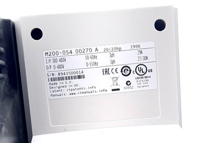 New Nidec M200-054 00270 A Variable Speed Drive Three Phase 380/480VAC 27A 11kW