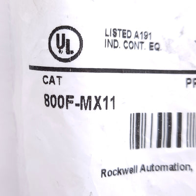 New Allen Bradley 800F-MX11 Contact Cartridge W/ Latch Mount, 1x N.O. 1x N.C.