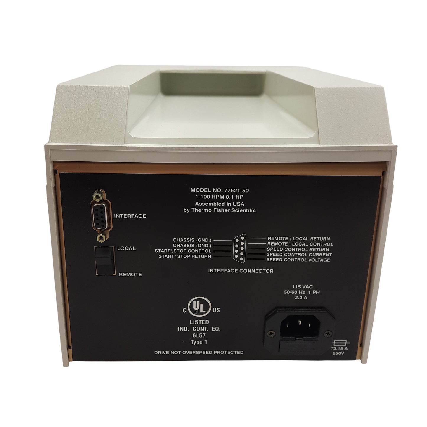 Used Cole-Parmer 77521-50 MasterFlex Console Drive, 1-100RPM, 0.06-580mL/min, 115VAC