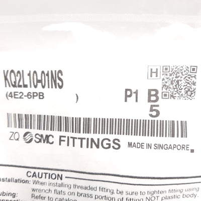 New Lot of 5 SMC KQ2L10-01NS Male Elbow Fitting, 10mm Tube to 1/8in R Thread, 1MPa