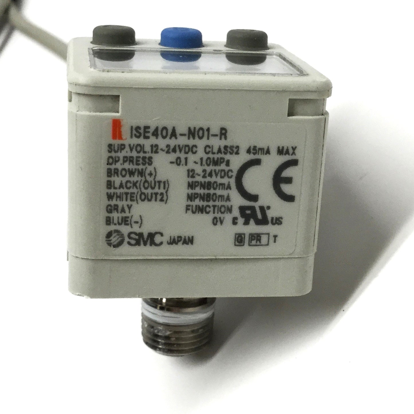 Used SMC ISE40A-N01-R-X501 Digital Pressure Switch -0.1 to 1.0MPa, 12-24VDC, 1/8" NPT
