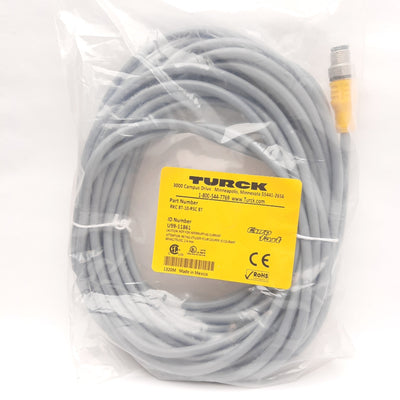 New Turck RKC 8T-10-RSC 8T Actuator & Sensor Cable, 8-Pin m12 Male to Female, 10m