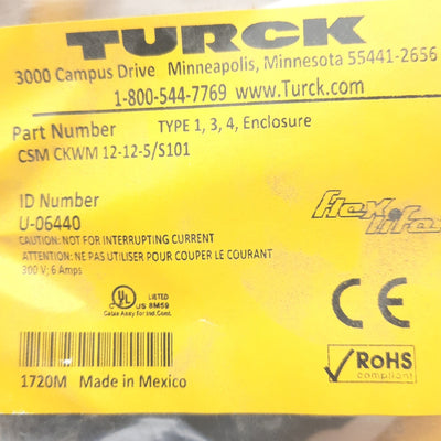 New Turck CSM CKWM 12-12-5/S101 Actuator & Sensor Cable,12pin M23 Male to Female 90°
