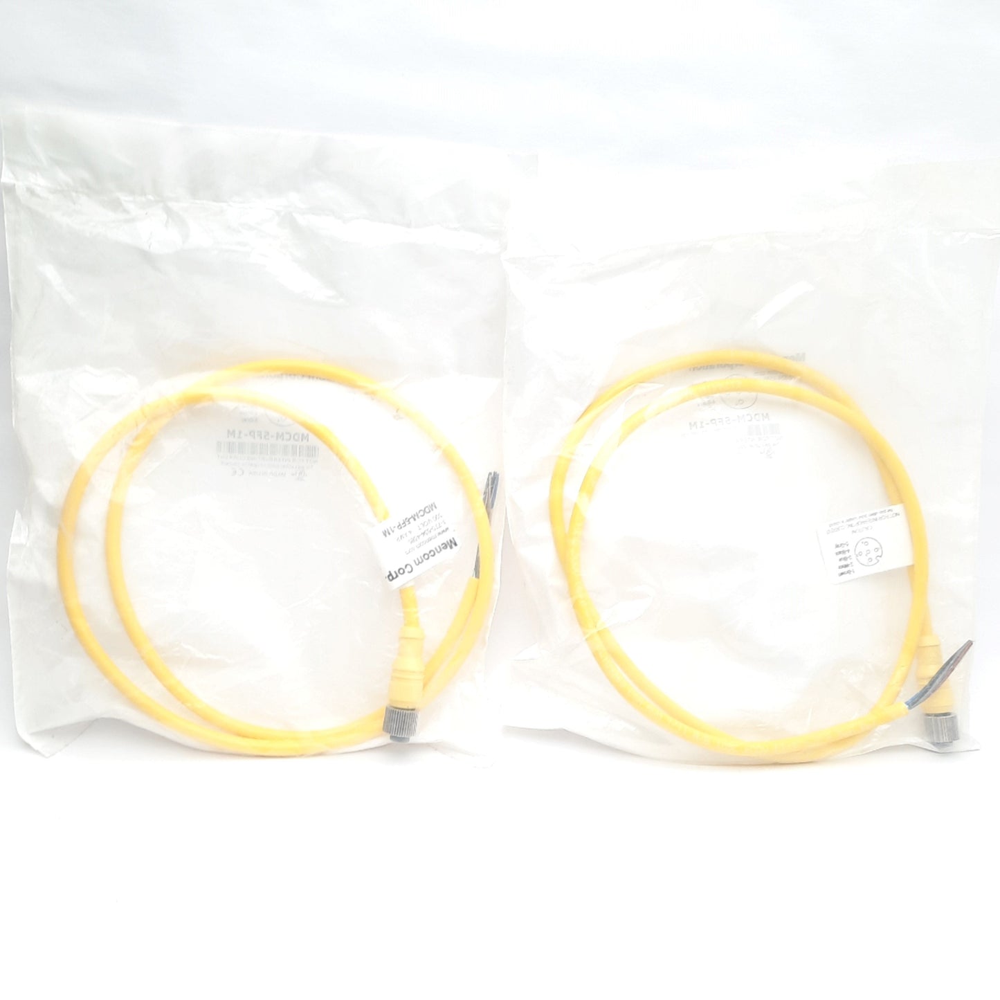 New Lot of 2 Mencom MDCM-5FP-1M Cordsets, Single Ended 5-Pin M12 Straight Female, 1m