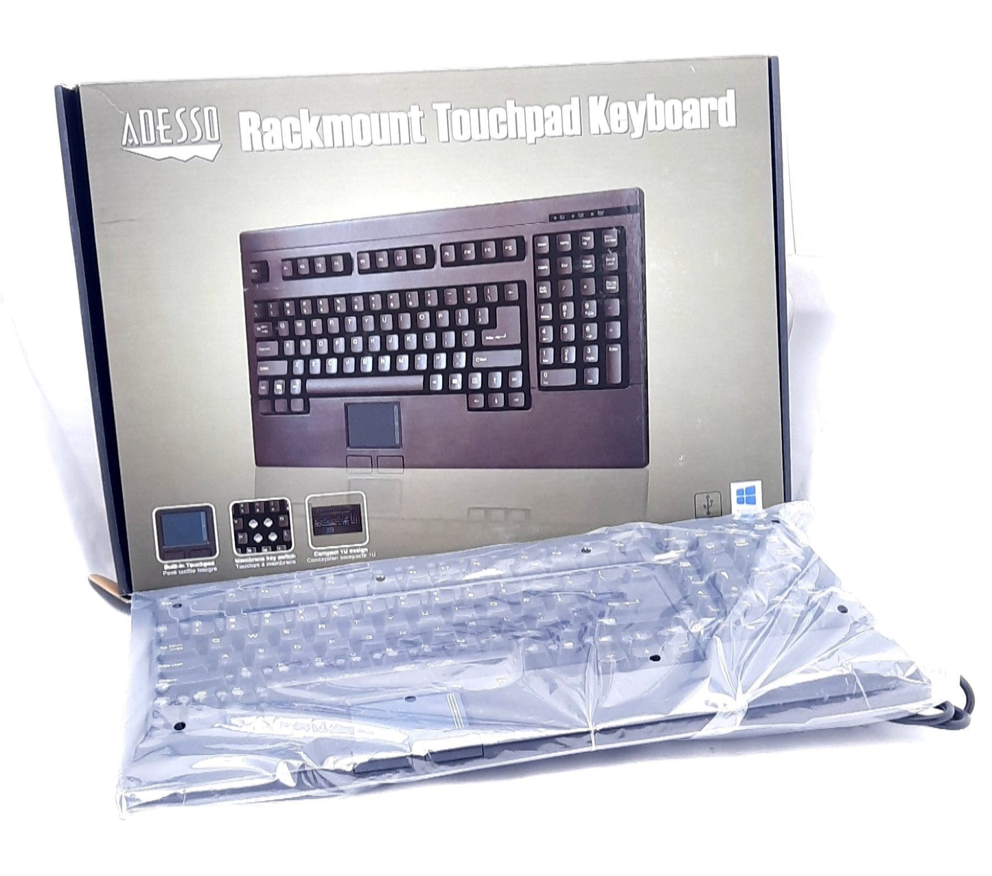 New Adesso ACK-730UB Rackmount Touchpad Keyboard PS/2 or USB 107 Keys