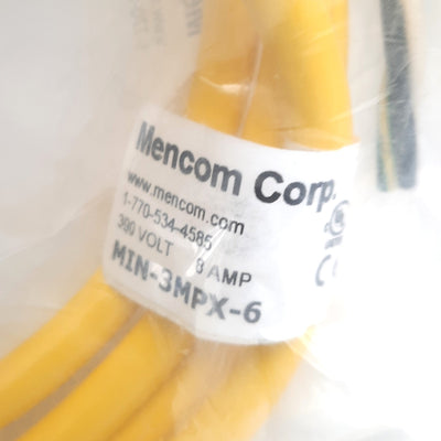 New Mencom MIN-3MPX-6 Cordset, Single Ended 3 pin Straight Male, MIN Size I, 7/8-16