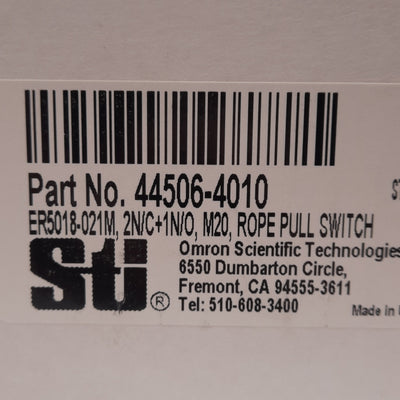 New Omron 44506-4010 Sti Rope Pull Switch, 2NC + 1NO, 125N Force, 240VAC/24VDC