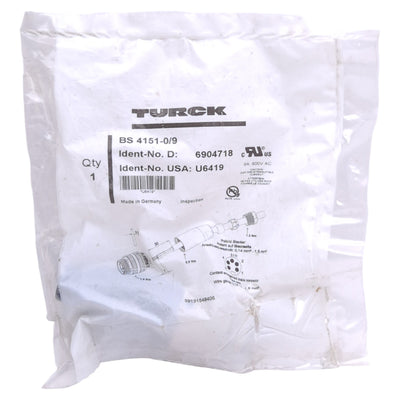 New Turck BS 4151-0/9 U6419 Field Wireable Connector, 7/8"-16 UN 5-Pin Male, 600V 9A