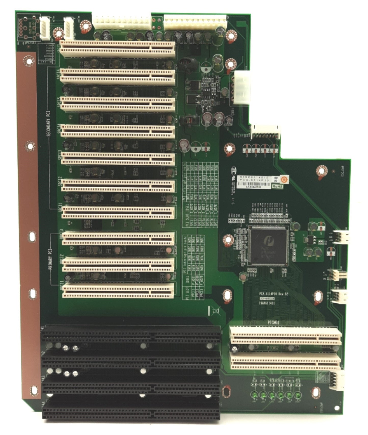 Used Advantech PCA-6114P10 Computer Backplane 2x PICMG 10x PCI 2x ISA 20-Pin ATX/AT