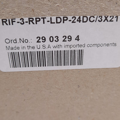 New – Open box Lot of 3 Phoenix Contact RIF-3-RPT-LDP-24DC/3X21 2903294 Relay Module 24VDC Coil