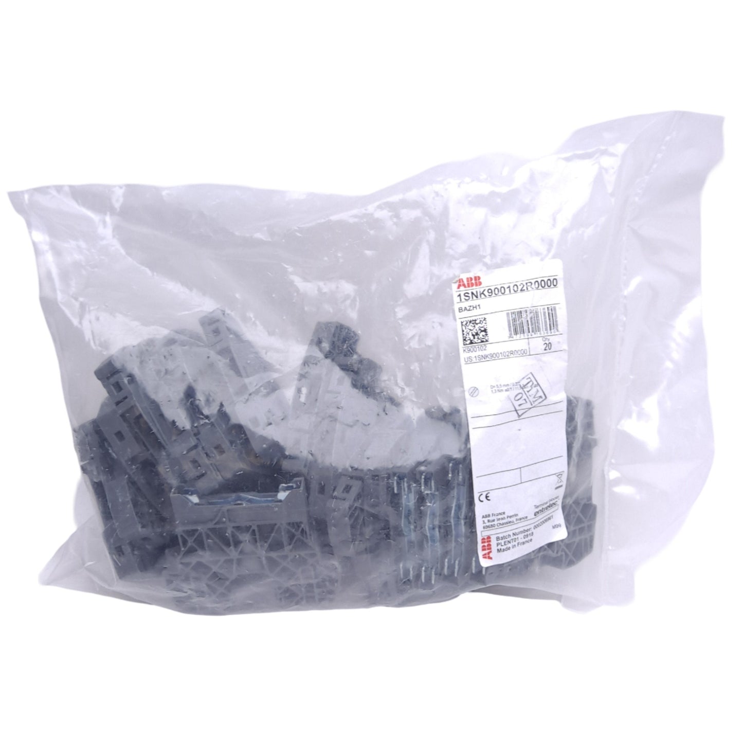 New Lot of 20 ABB 1SNK900102R0000 BAZH1 Terminal Block End Stop, 1-Level, DIN Rail