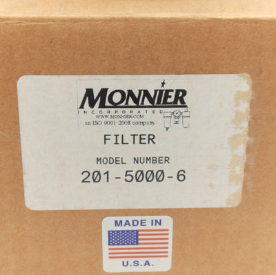 New Monnier 201-5000-6 Pneumatic Filter, 20µm, 150psig Max, 3/4in NPT, 21 Oz Bowl