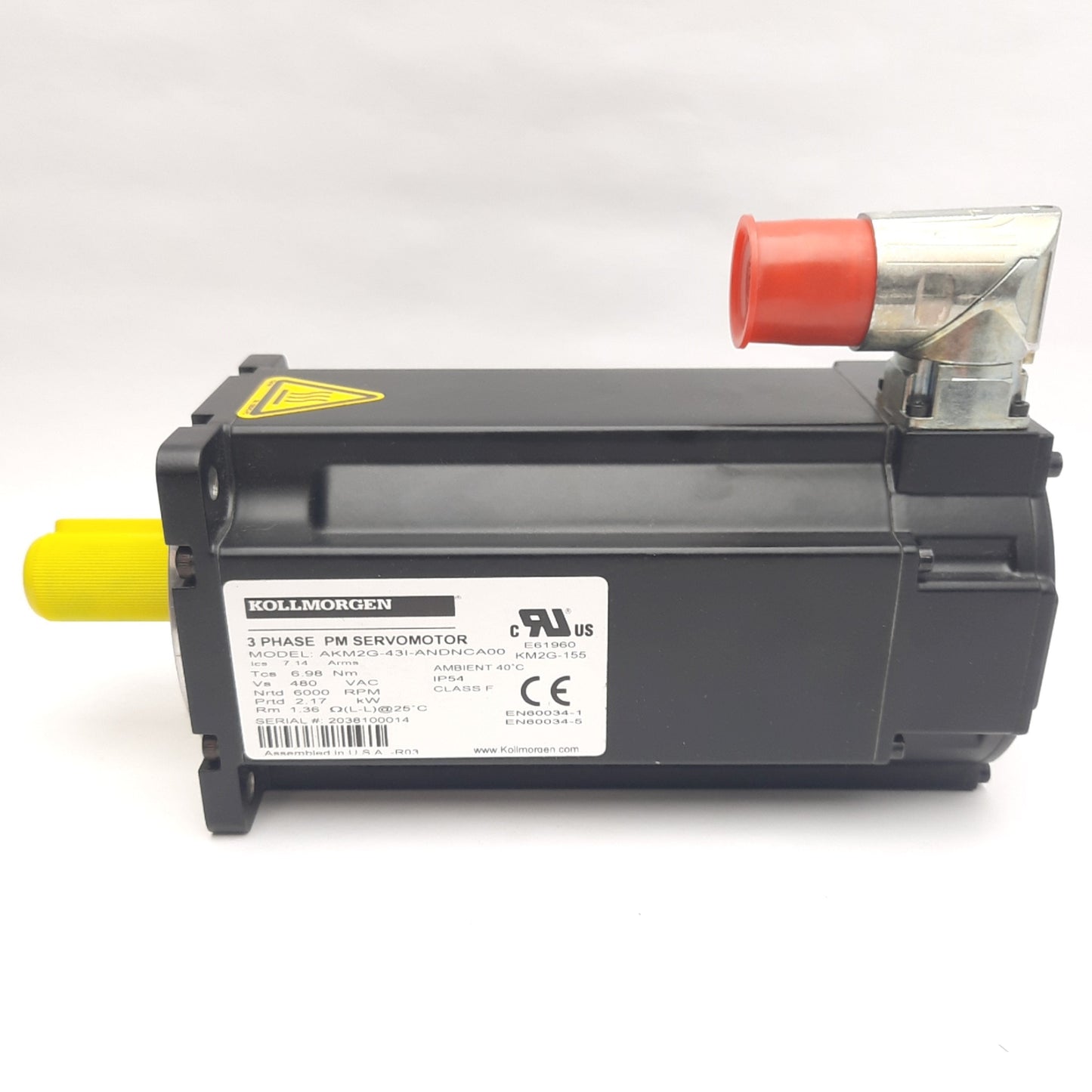 New Kollmorgen AKM2G-43I-ANDNCA00 Servo Motor, 21.1Nm, 6000RPM, 2530W, 88mm Frame