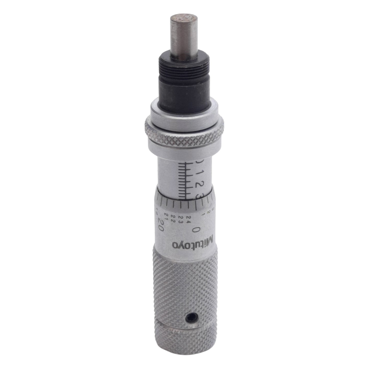 Used Mitutoyo 148-502 Micrometer Head 0-0.5in Range, 0.001in Graduation, Flat Spindle